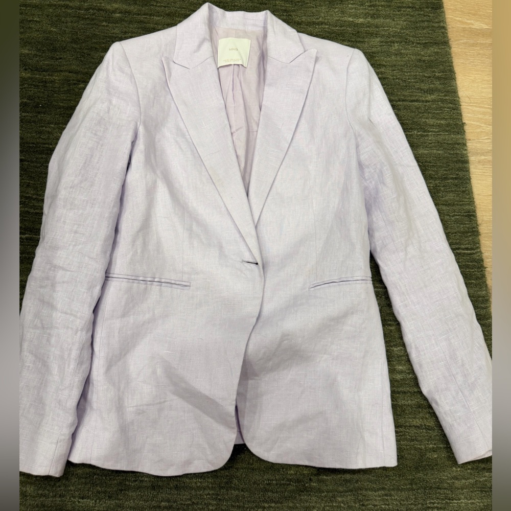 Mango Light Lavender Linen Blazer